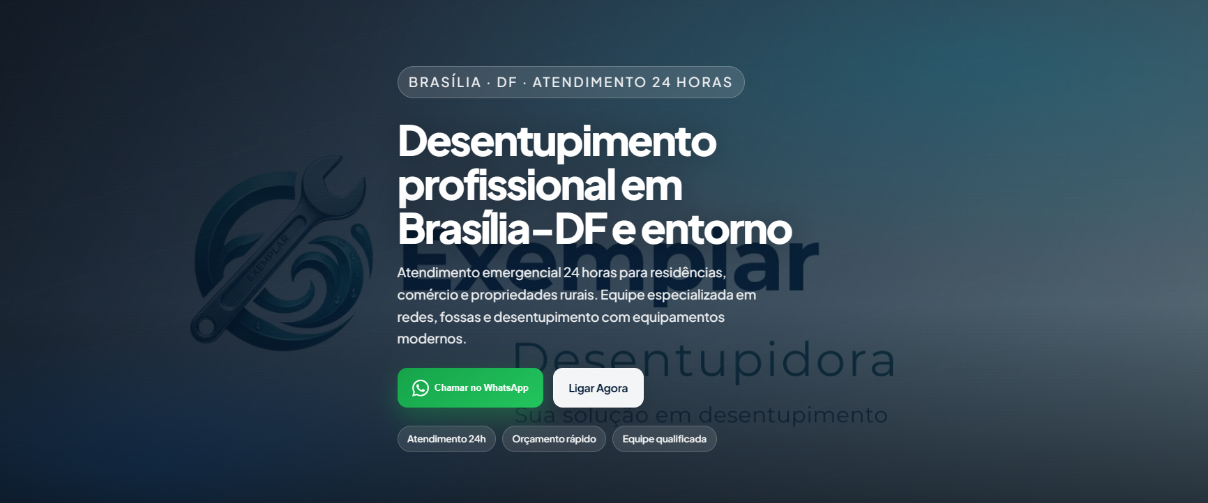 Exemplar Desentupidora - Site desenvolvido pela Fate Eight Tech