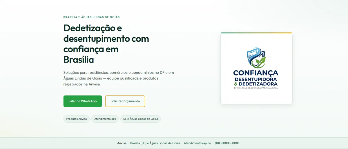 Confiança Desentupidora - Landing desenvolvida pela Fate Eight Tech